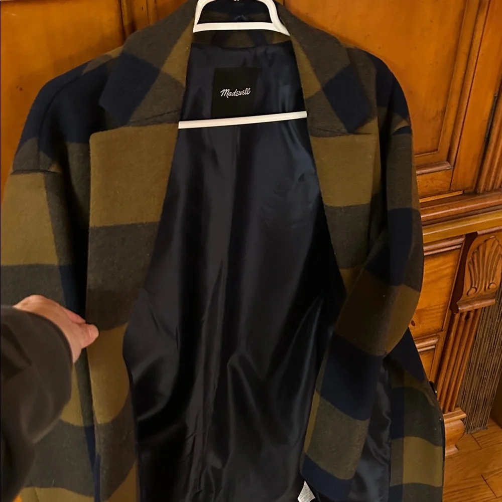 Madewell Elmcourt women’s plaid wool Trench Coat size S #Taylor Swift #Evermore - Picture 3 of 11